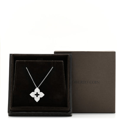 Roberto Coin 18K White Gold Diamond Petite Venetian Princess Flower Pendant Necklace 8 of 8
