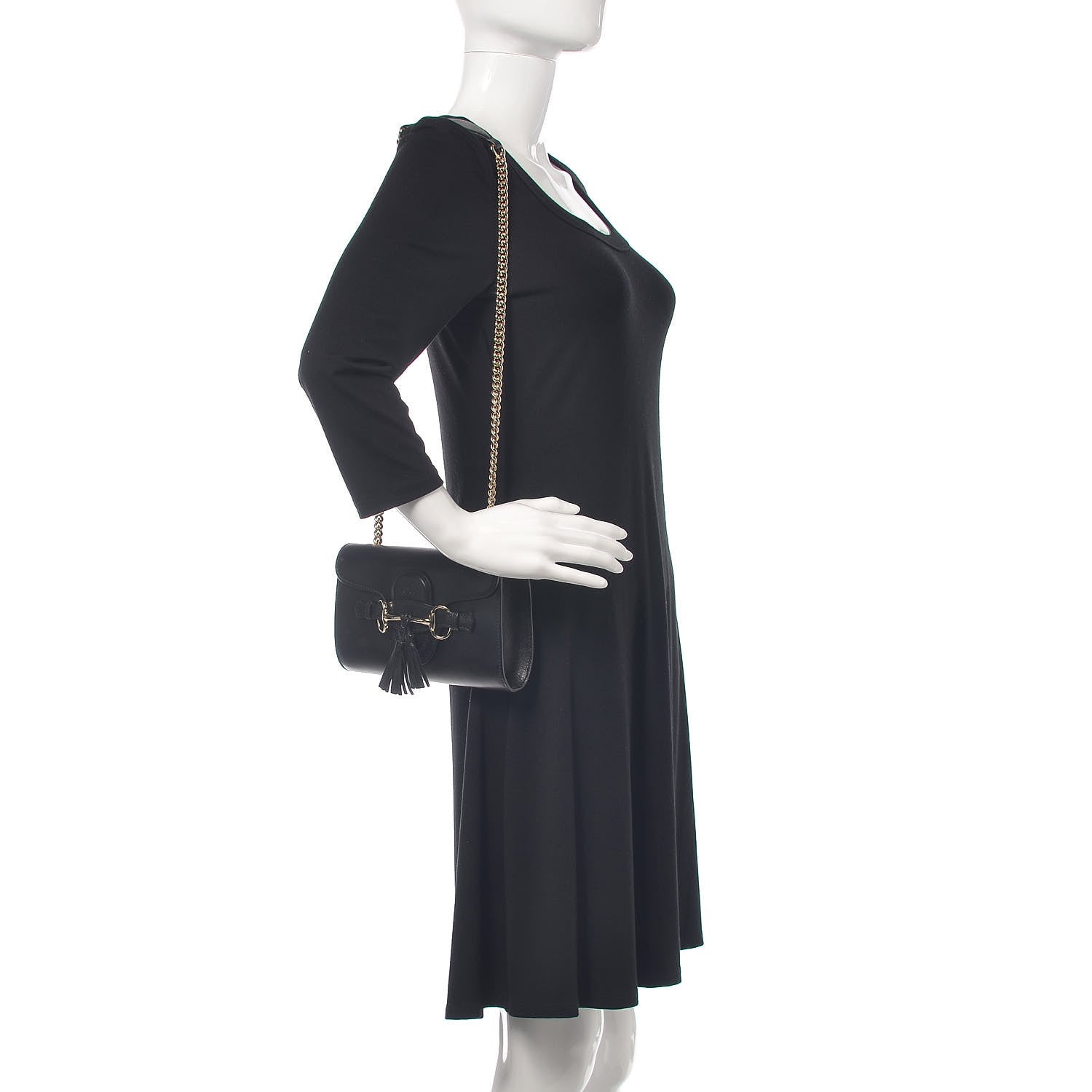 Gucci Smooth Calfskin Small Emily Chain Shoulder Bag Black 2 of 14