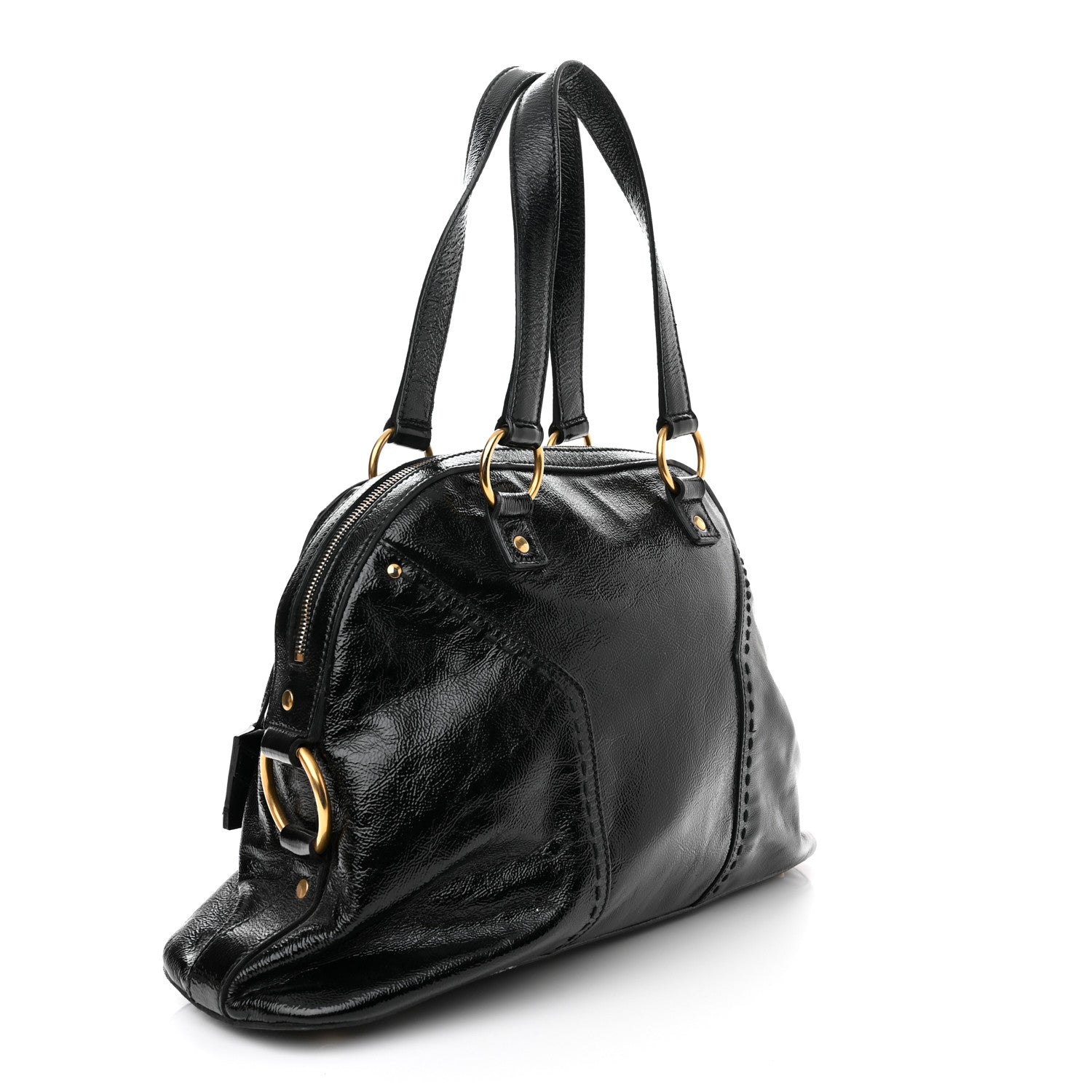 Saint Laurent Textured Patent Calfskin Large Muse Black 3 of 10