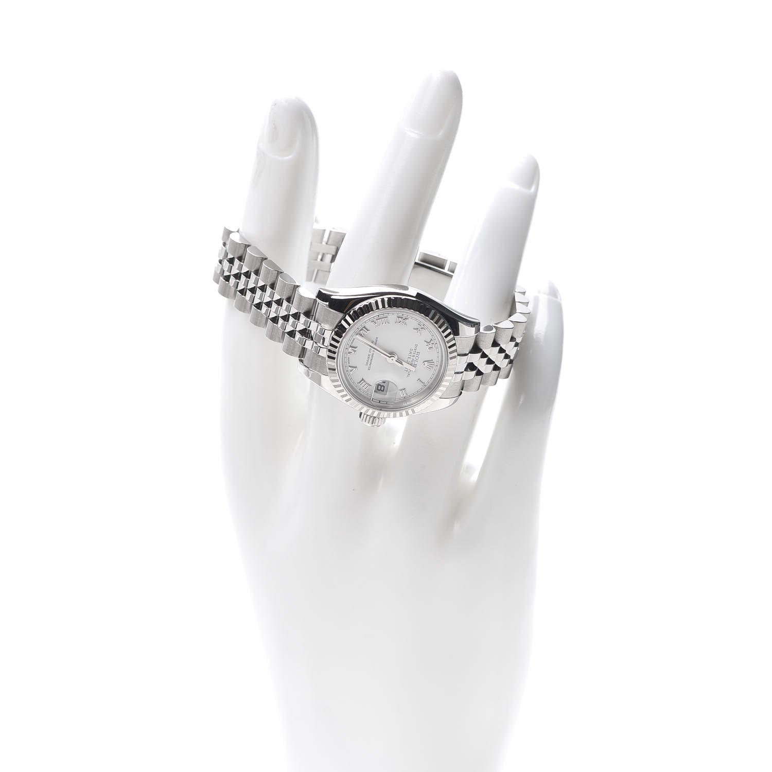Rolex Stainless Steel 18K White Gold 26mm Oyster Perpetual Datejust Watch White Roman 179174 2 of 6