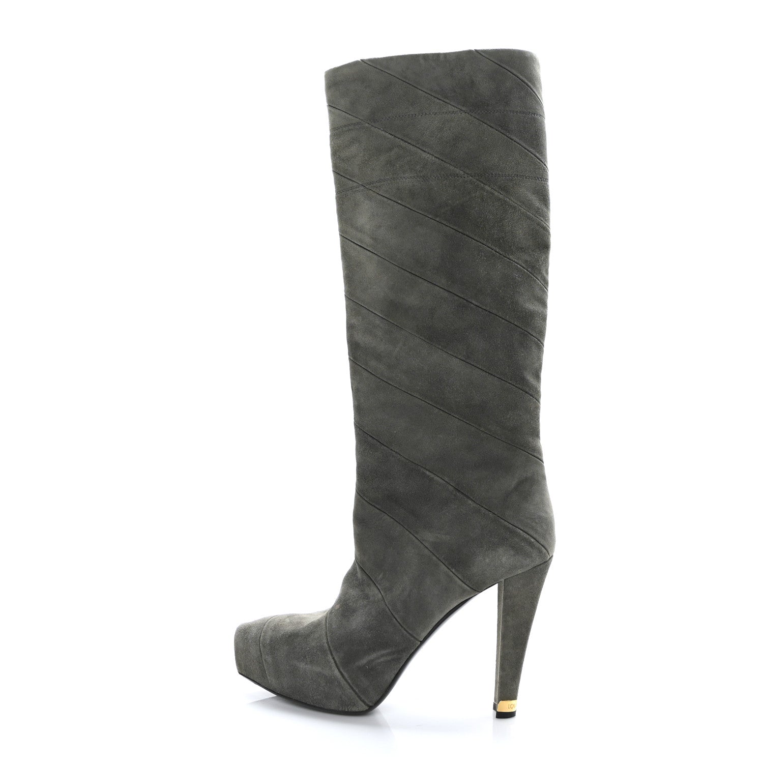 Louis Vuitton Suede High Boots 38.5 Grey 1 of 9