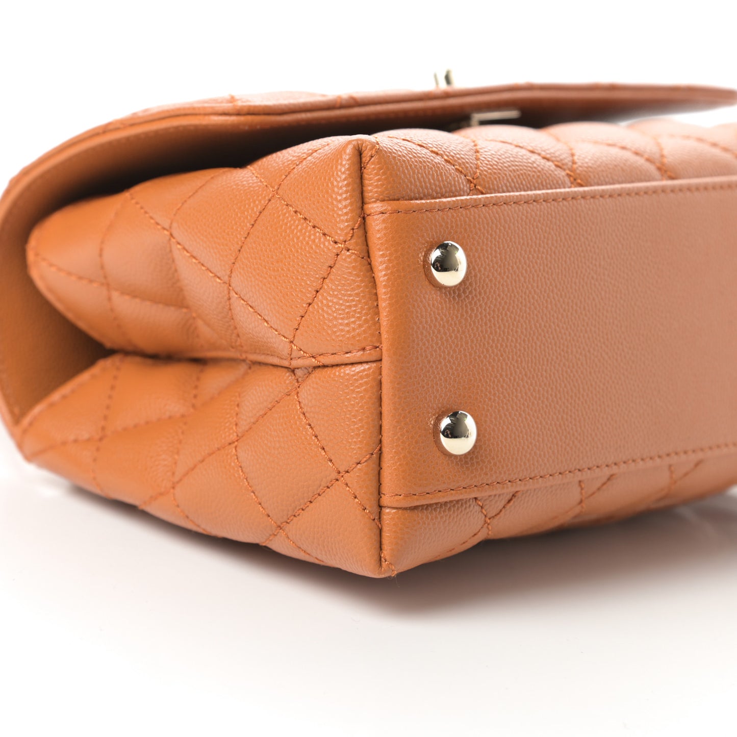 Caviar Quilted Mini Coco Handle Flap Light Brown