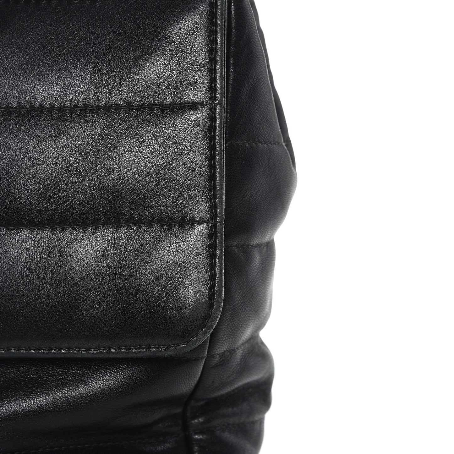 Lambskin Horizontal Quilt Jumbo Mademoiselle Flap Black
