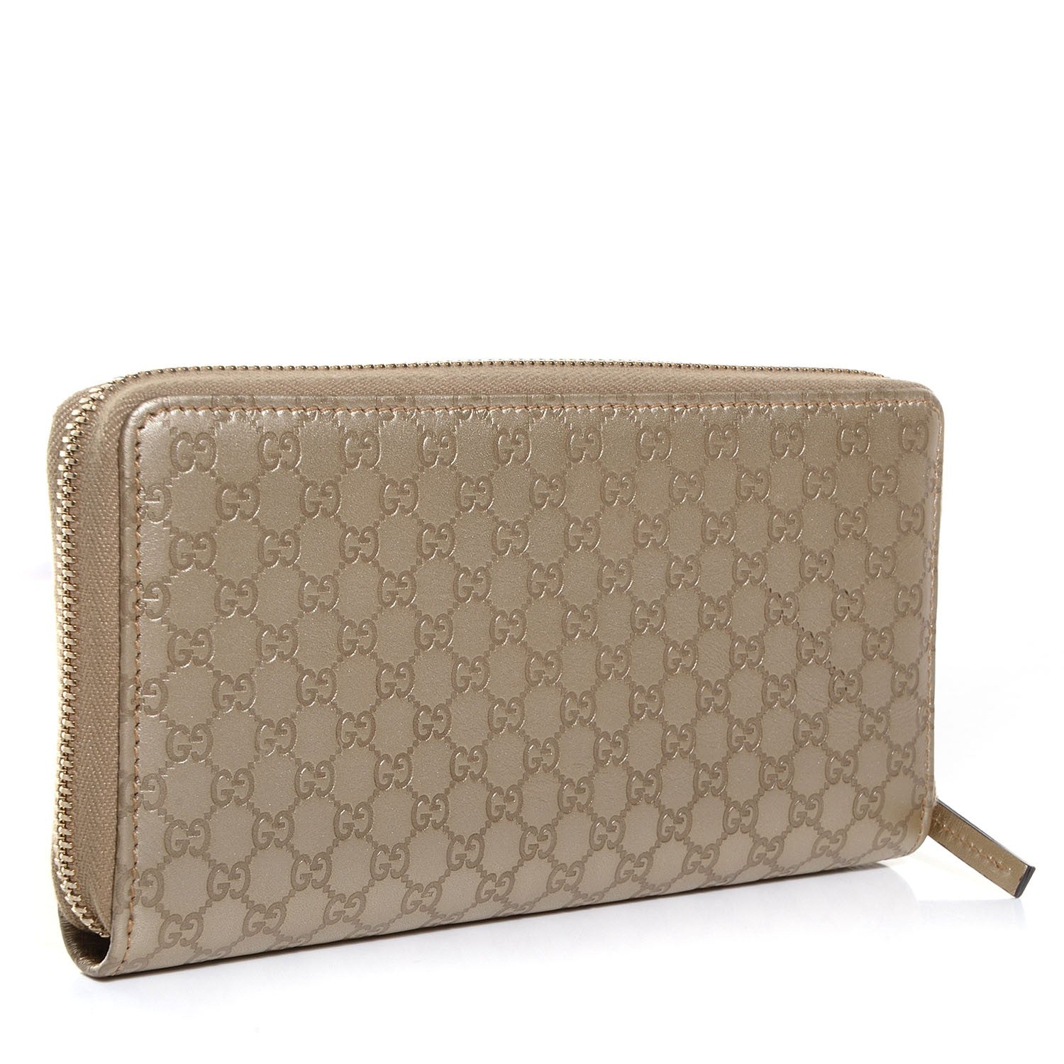 Gucci Metallic Microguccissima Bow Zip Around Wallet Golden Beige 3 of 7