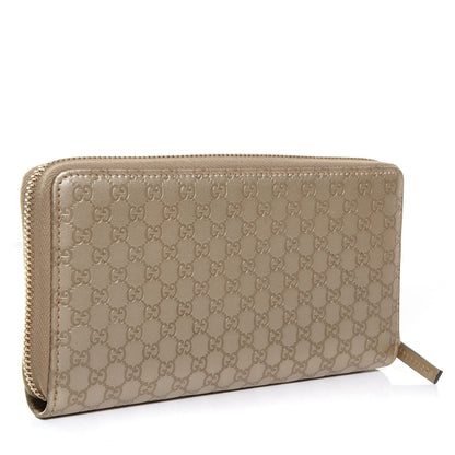 Gucci Metallic Microguccissima Bow Zip Around Wallet Golden Beige 3 of 7