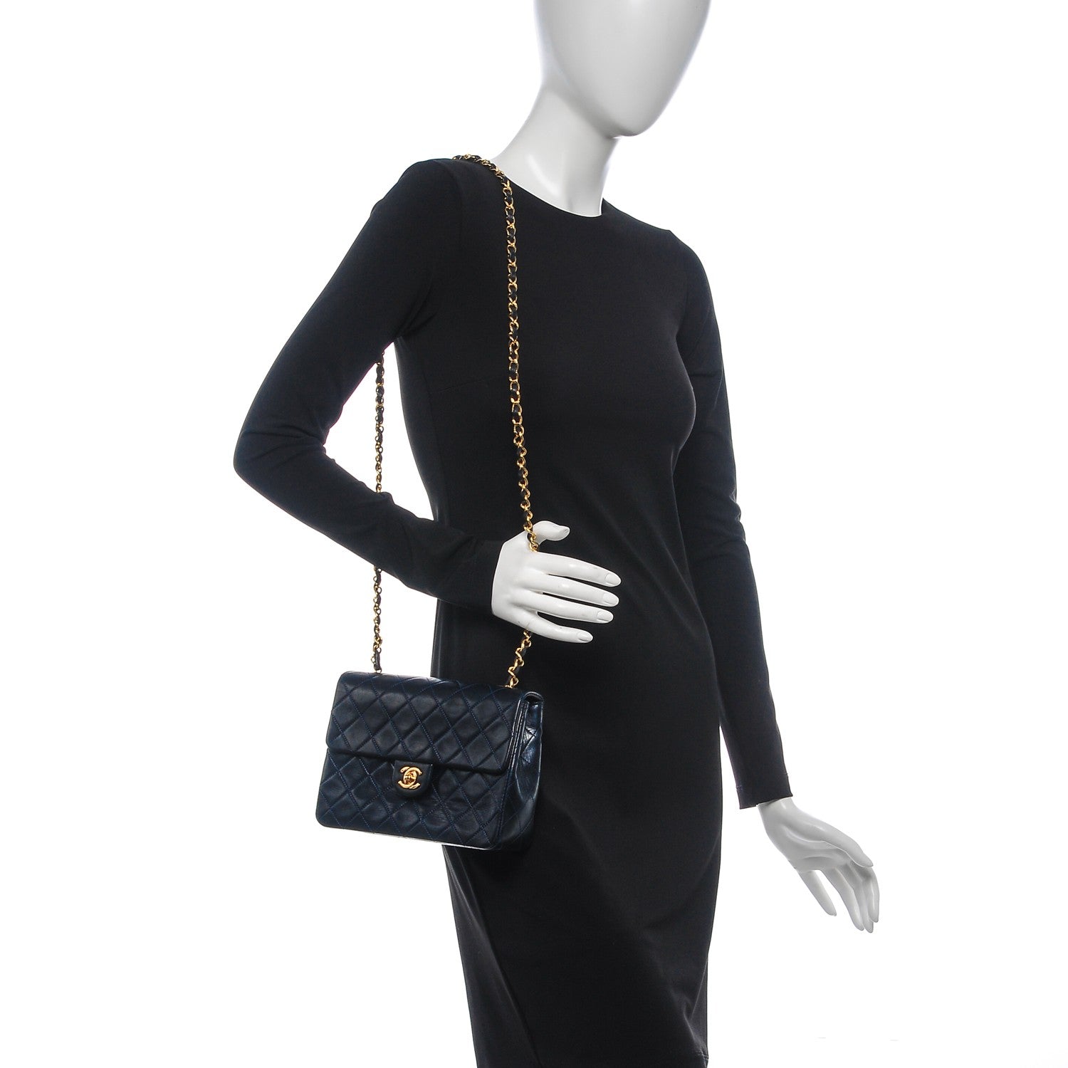 Chanel Lambskin Quilted Small Flap Navy 2 of 8