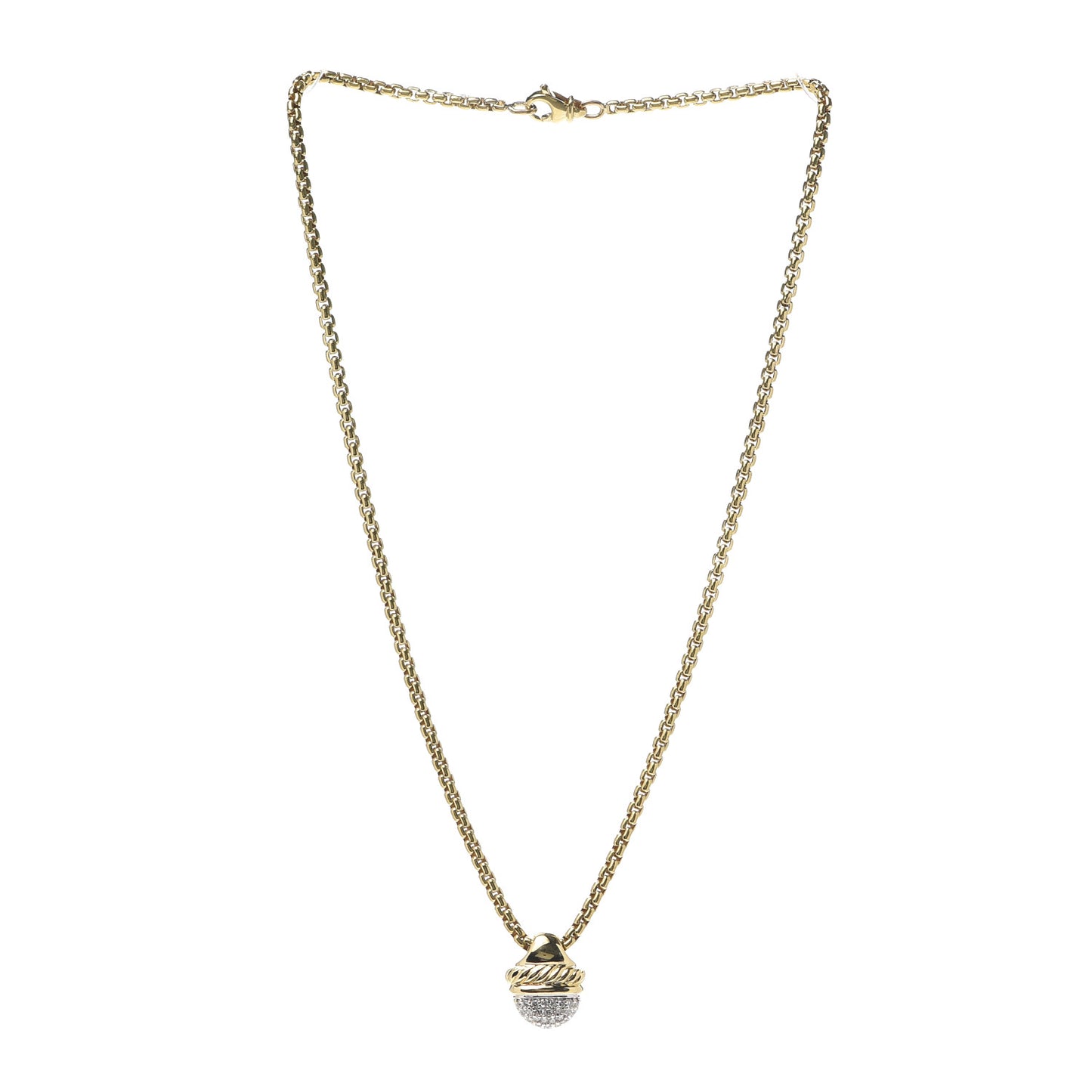 18K Yellow Gold Diamond Acorn Necklace
