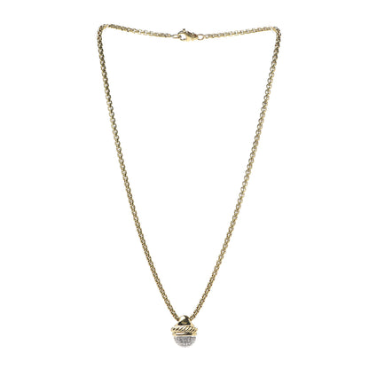 David Yurman 18K Yellow Gold Diamond Acorn Necklace 3 of 5