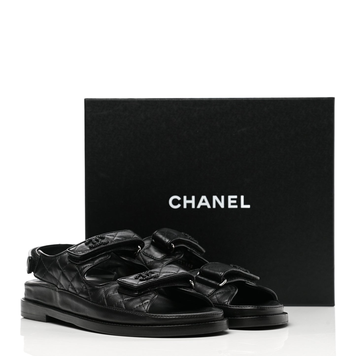 Lambskin Velcro Dad Sandals 40.5 Black