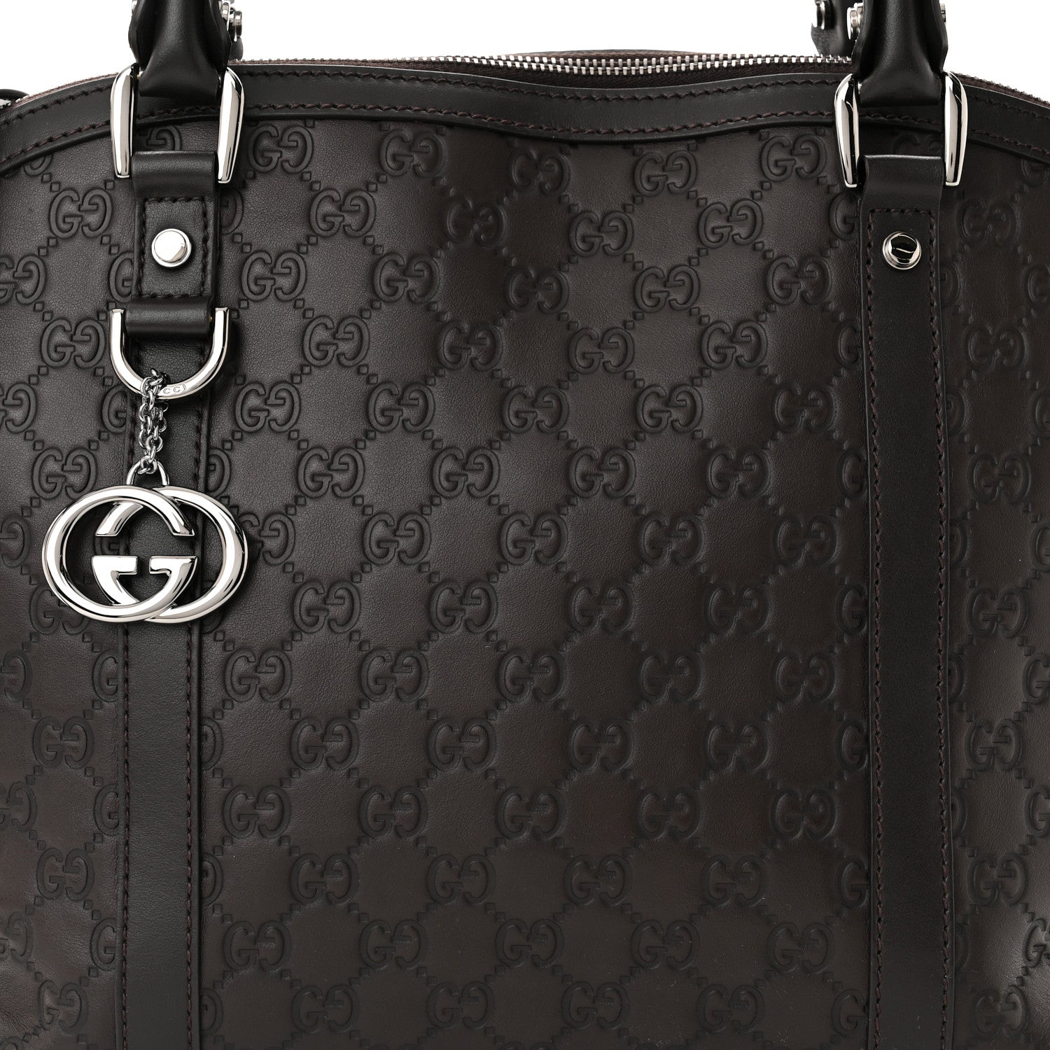 Gucci Guccissima Medium GG Charm Dome Satchel Dark Brown 8 of 10