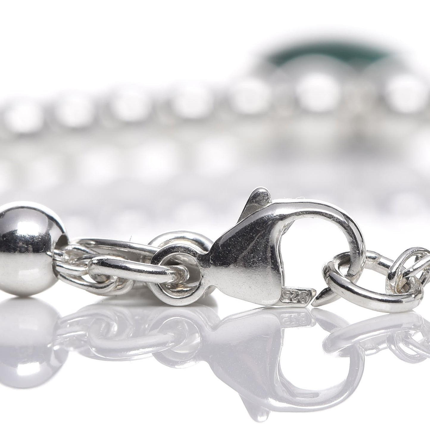 Sterling Silver Malachite Bead Bracelet