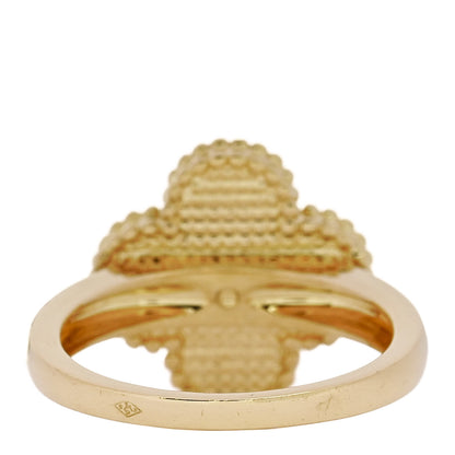 Van Cleef & Arpels 18K Yellow Gold Diamond Mother of Pearl Vintage Alhambra Ring 53 6.5 4 of 6