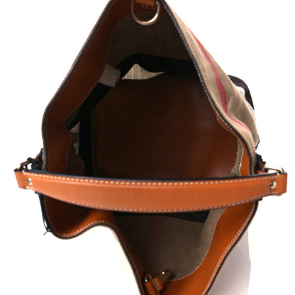 Burberry Canvas Mega Check Medium Ashby Hobo Saddle Brown 6 of 11