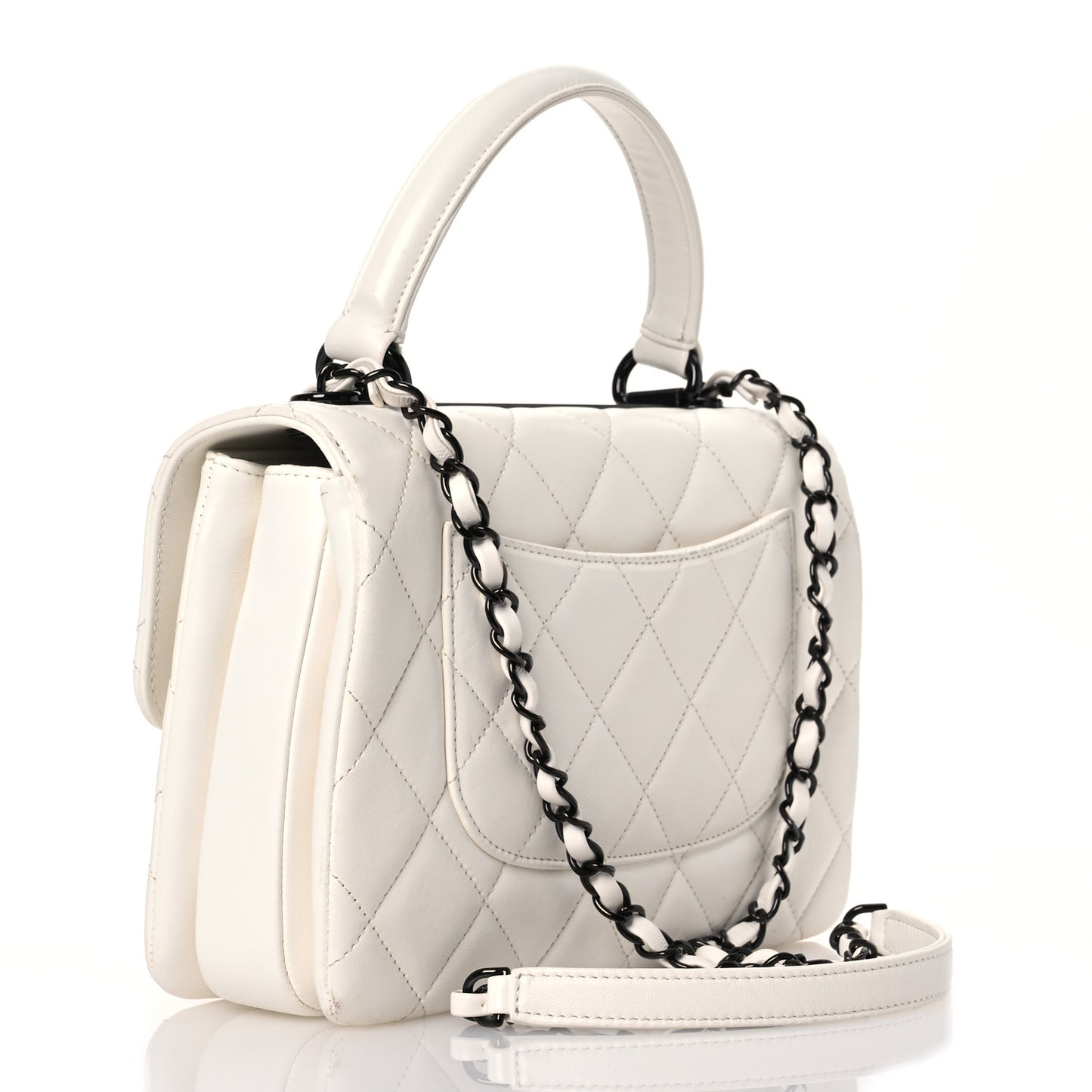 Lambskin Quilted Small Trendy CC Dual Handle Flap Bag White