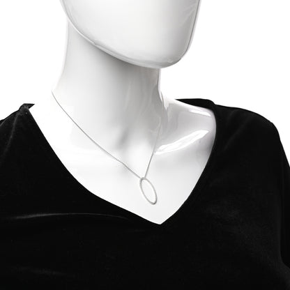Tiffany 18K White Gold Diamond Metro Oval Pendant Necklace 2 of 6