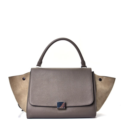 Celine Drummed Calfskin Suede Medium Trapeze Taupe 1 of 4