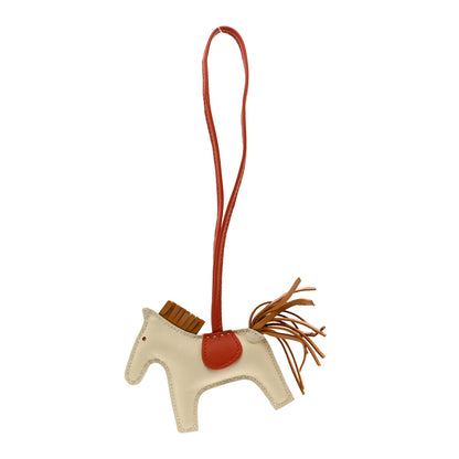 Hermes Milo Lambskin Grigri Rodeo Horse Bag Charm PM Craie Sesame Cornaline 1 of 4