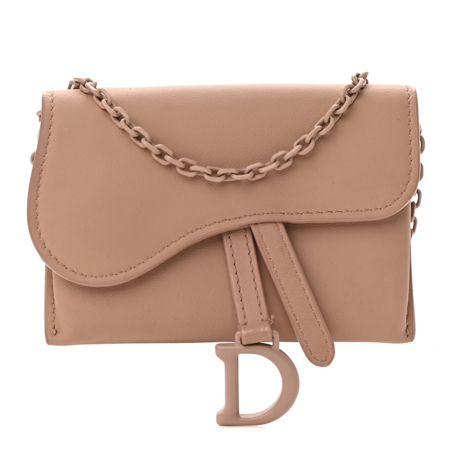 Christian Dior Ultra Matte Calfskin Nano Saddle Chain Pouch Rose Des Vents 1 of 11