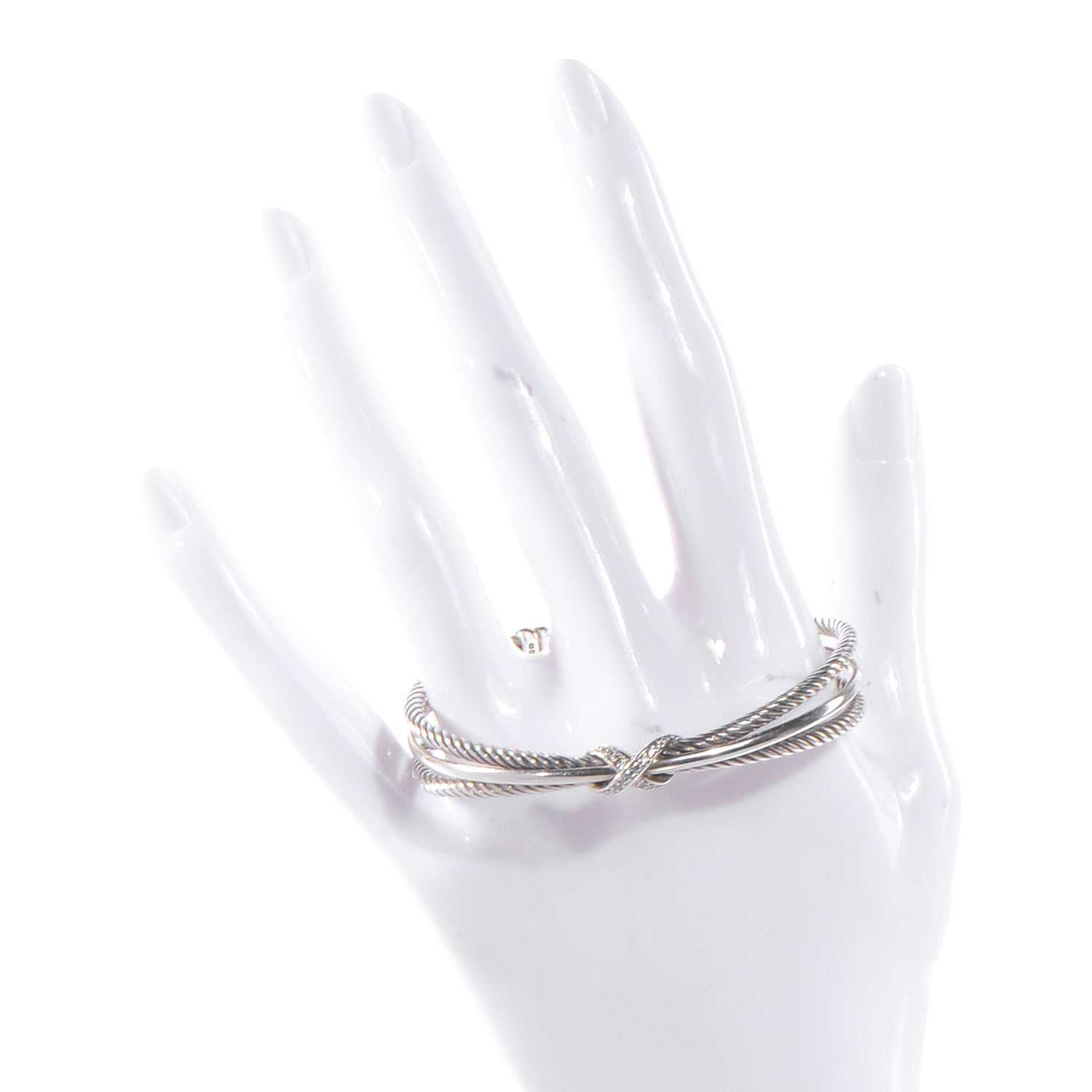 David Yurman Sterling Silver Diamond Crossover X Cuff 2 of 6