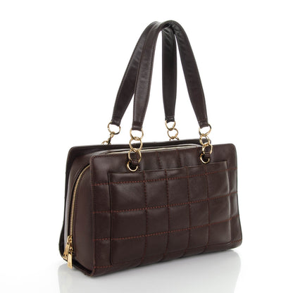 Chanel Calfskin Chocolate Bar Quilted Shoulder Bag Brown 3 of 7
