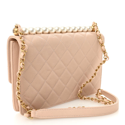 Chanel Goatskin Quilted Small Chic Pearls Flap Beige 3 of 10