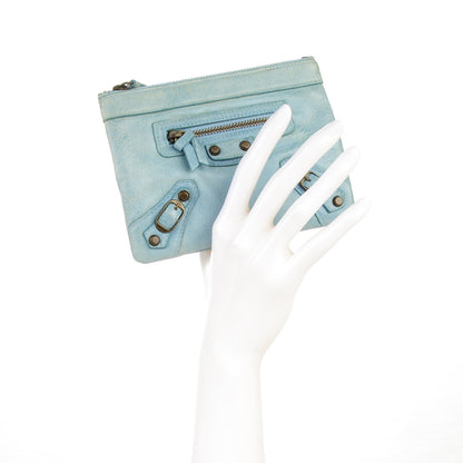Balenciaga Chevre Classic Hardware M Porte-Monnaie Coin Purse Sky Blue 2 of 7