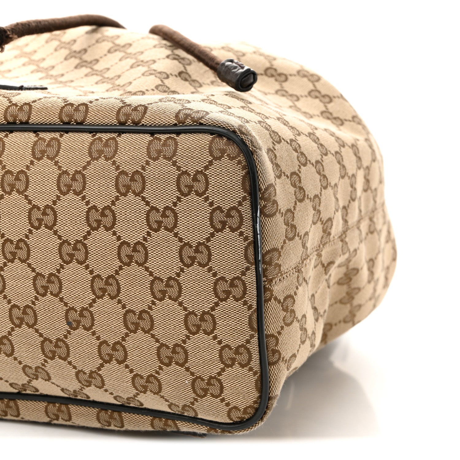 Gucci Monogram Dollar Calfskin O Drawstring Backpack Beige Ebony Testa di Moro Dark Chocolate 10 of 12