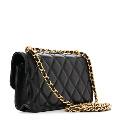 Chanel Lambskin Quilted Dynasty Flap Phone Holder With Chain Black 3 of 12