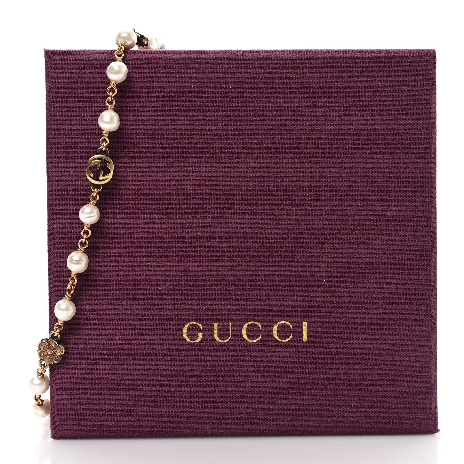Gucci Metal Pearl Interlocking G Flower Necklace Gold 5 of 5