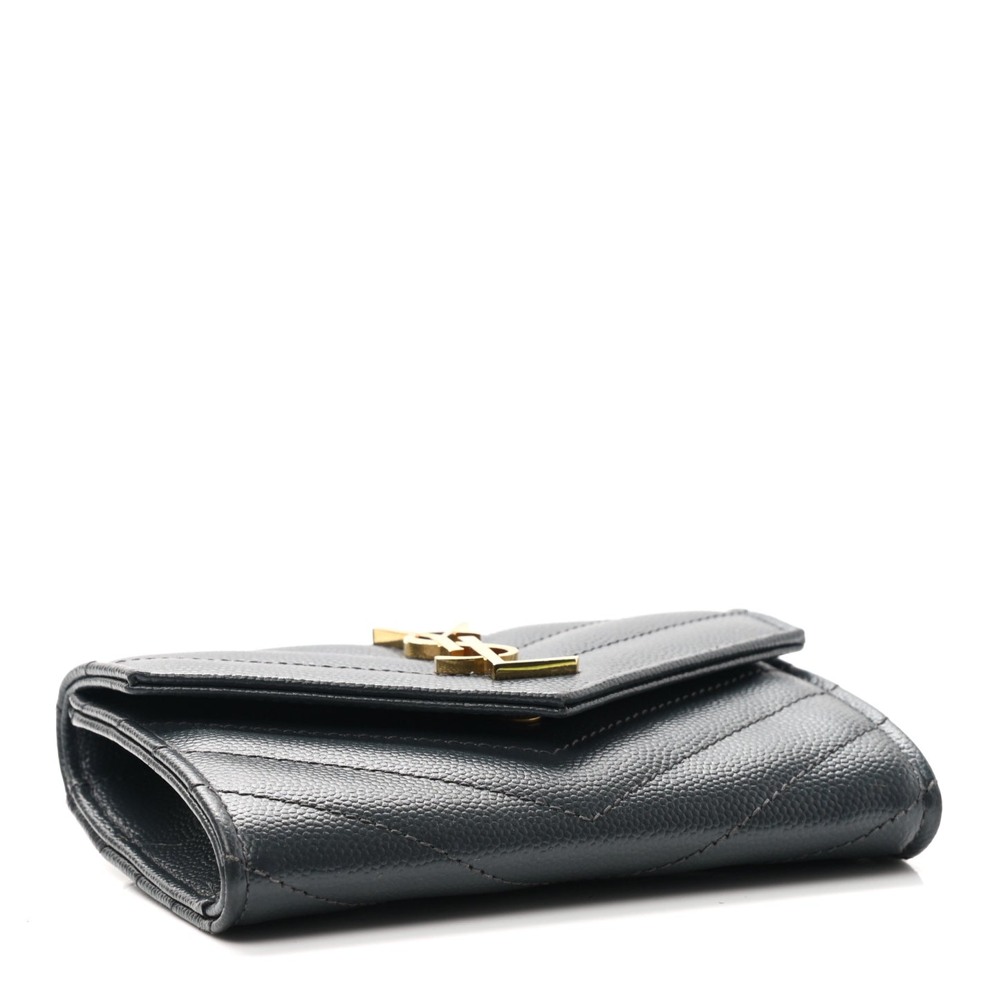 Grain De Poudre Matelasse Chevron Small Monogram Envelope Wallet Dark Smog