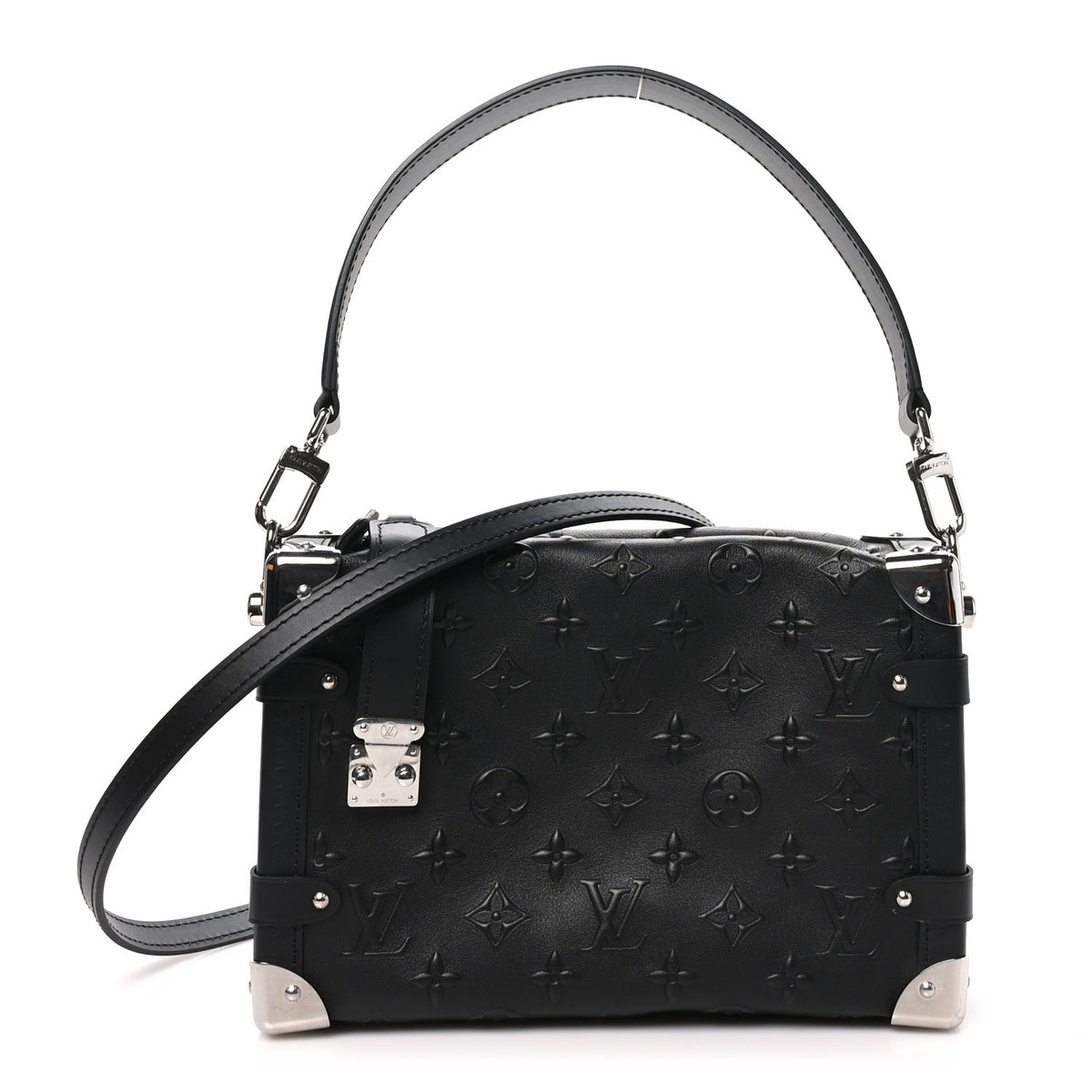 Louis Vuitton Calfskin Debossed Monogram Side Trunk Black 1 of 10