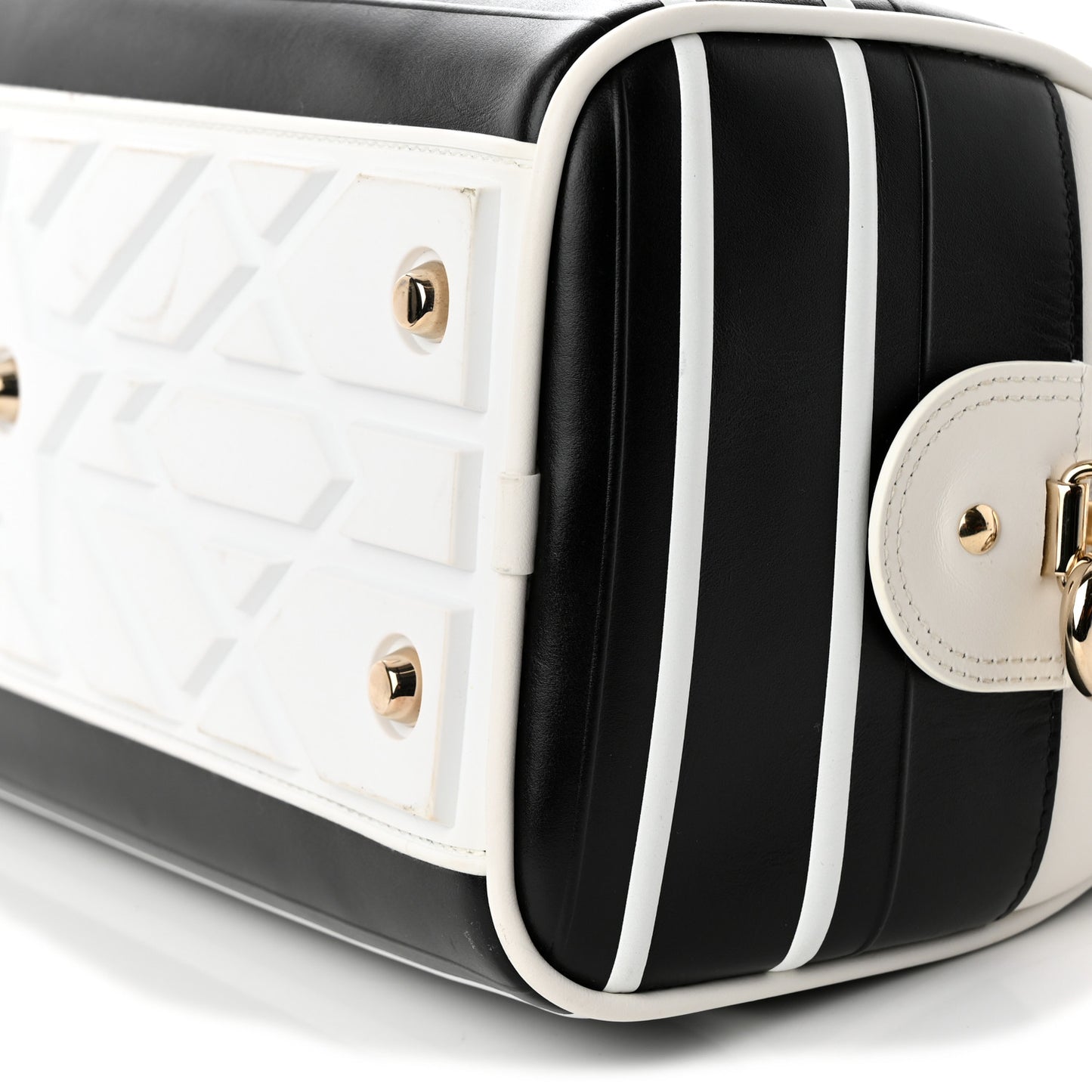 Lambskin Cannage Medium Dior Vibe Zip Bowling Bag Black White