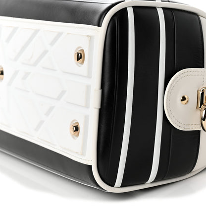 Christian Dior Lambskin Cannage Medium Dior Vibe Zip Bowling Bag Black White 10 of 17
