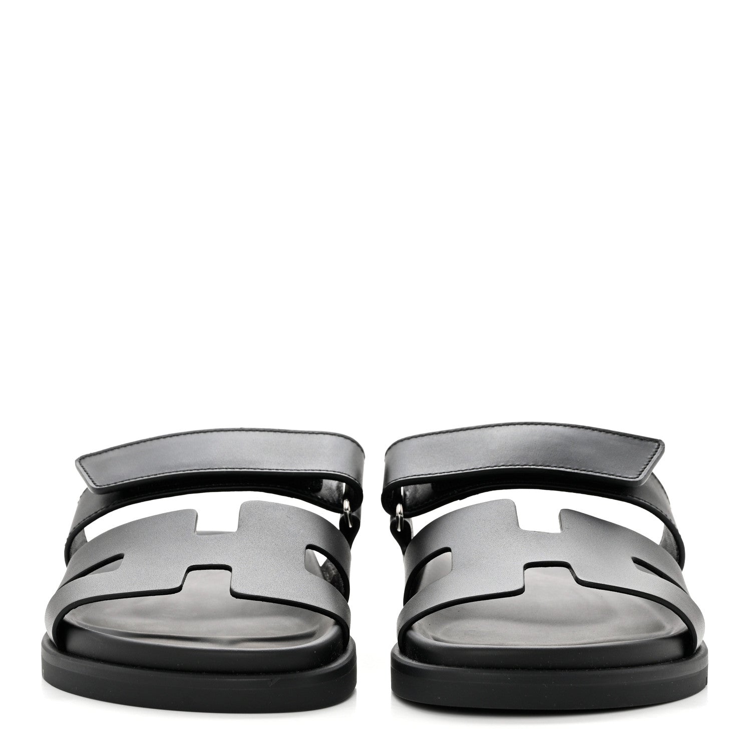Hermes Calfskin Womens Chypre Sandals 36.5 Black 2 of 9