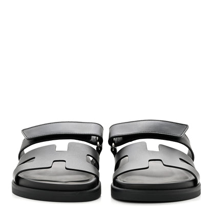 Hermes Calfskin Womens Chypre Sandals 36.5 Black 2 of 9