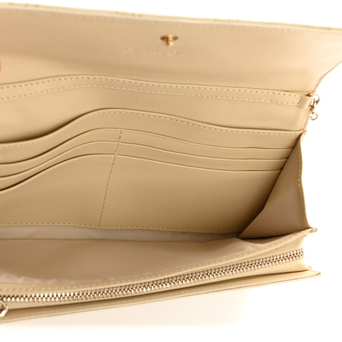 Patent Cannage Lady Dior Rendezvous Wallet On Chain Beige
