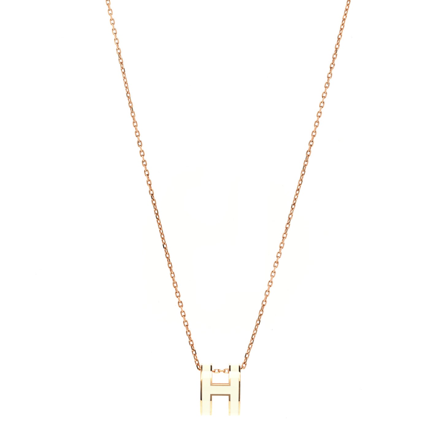 Lacquered Rose Gold Pop H Pendant Necklace White