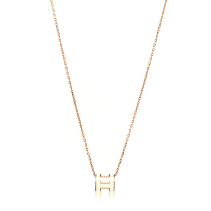 Hermes Lacquered Rose Gold Pop H Pendant Necklace White 1 of 6