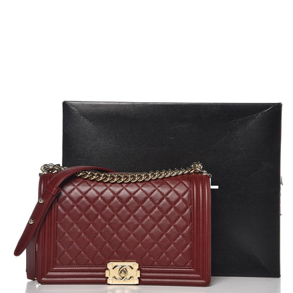 Chanel Lambskin Quilted New Medium Boy Flap Dark Red 13 of 13