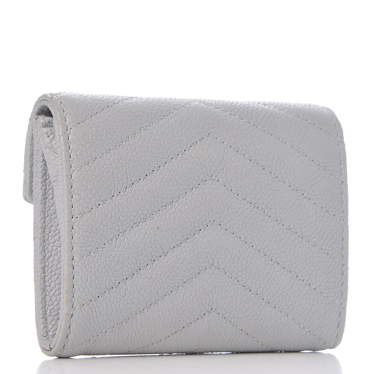 Chanel Caviar Chevron Quilted Card Holder Flap Wallet Grey 3 of 9