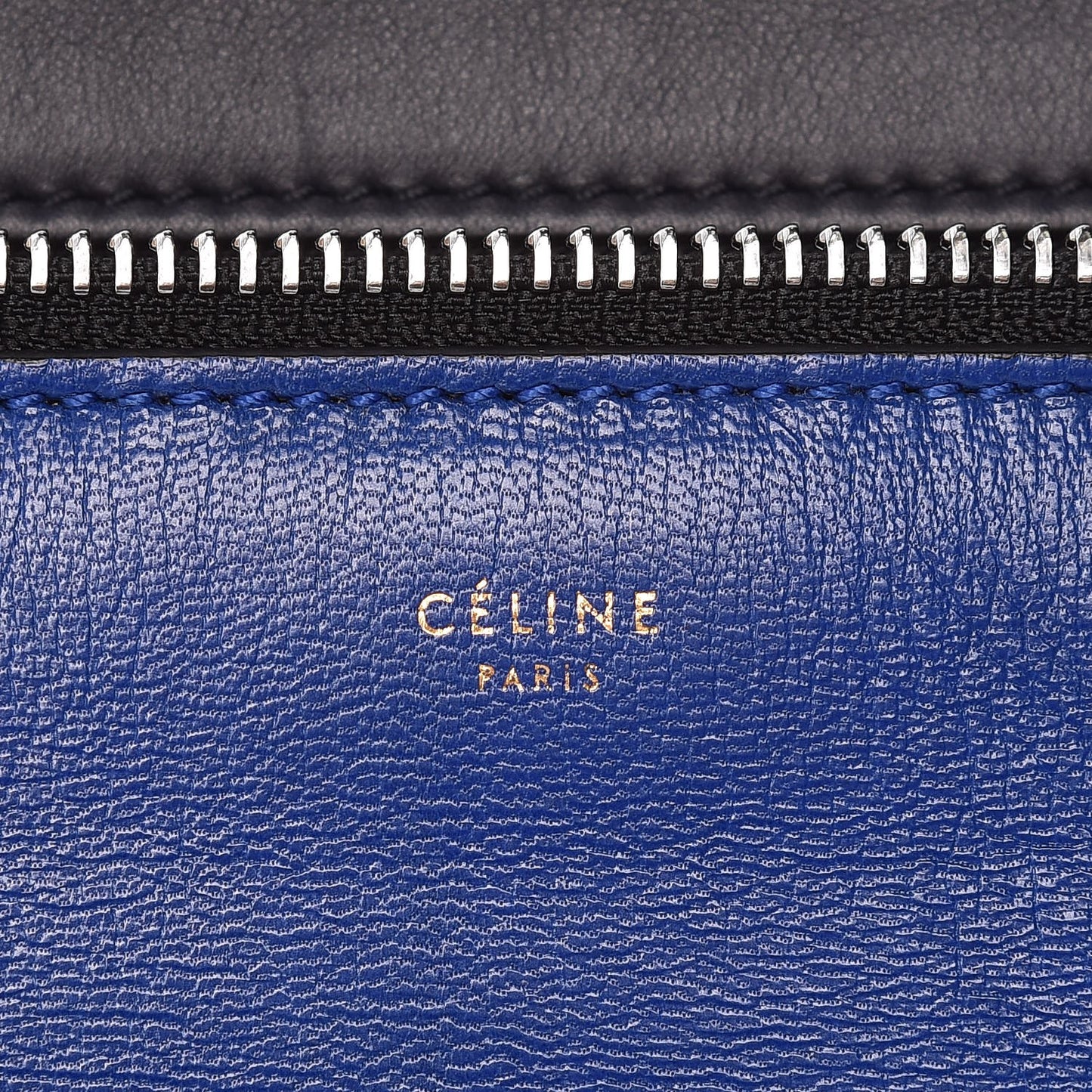 Grained Calfskin Medium Bi-Color Edge Shoulder Bag Indigo Black