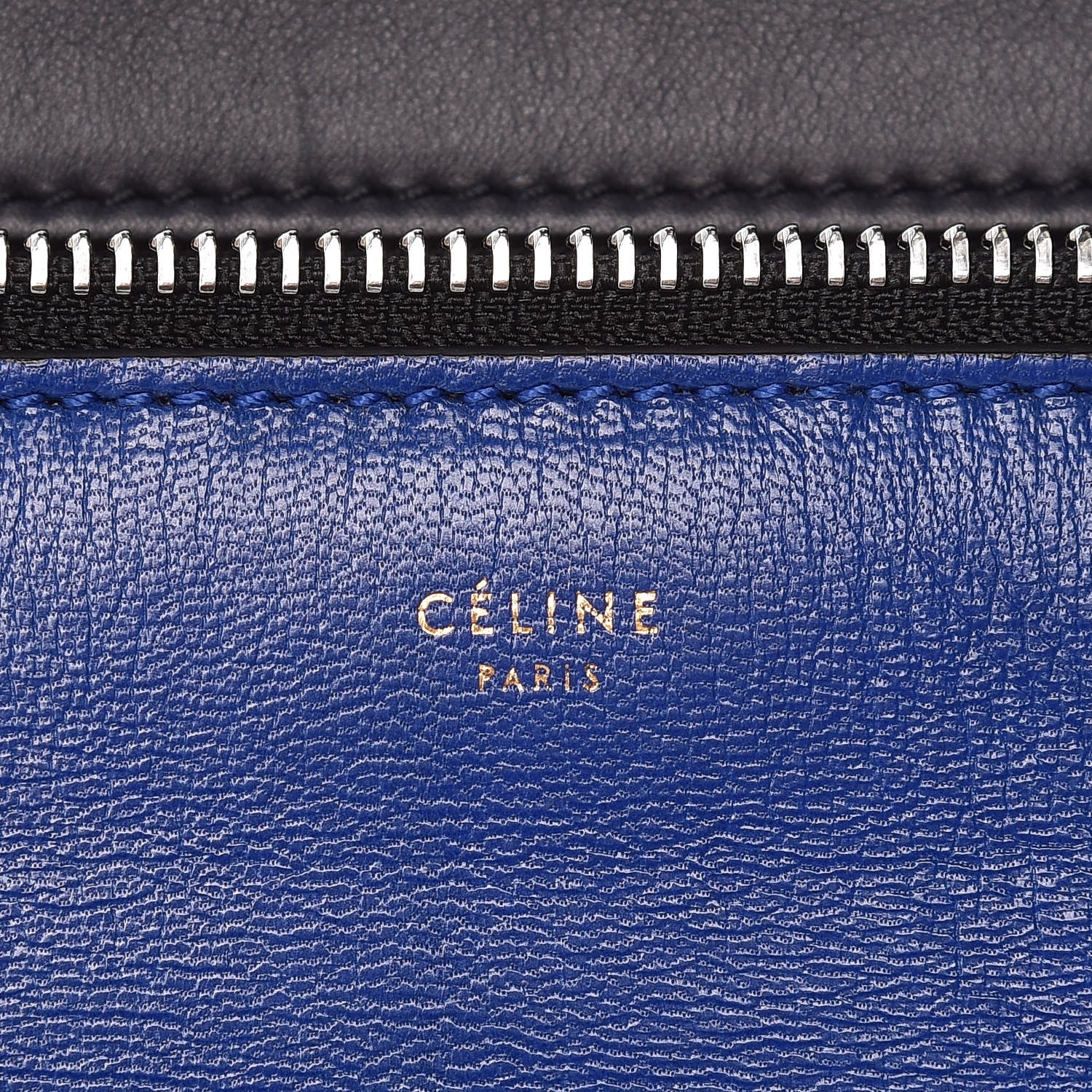 Celine Grained Calfskin Medium Bi-Color Edge Shoulder Bag Indigo Black 6 of 8
