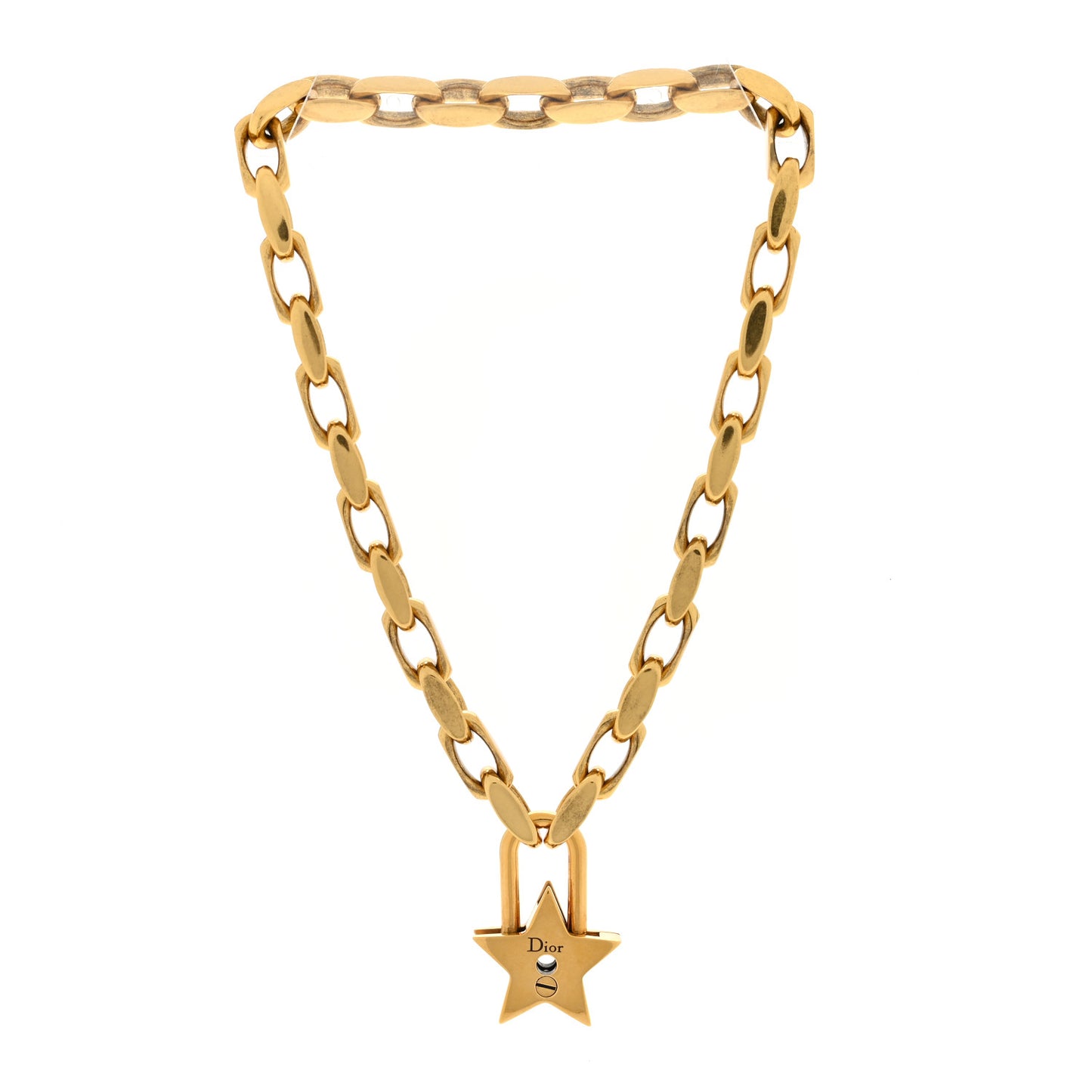 Metal Lucky Star Choker Necklace Aged Gold