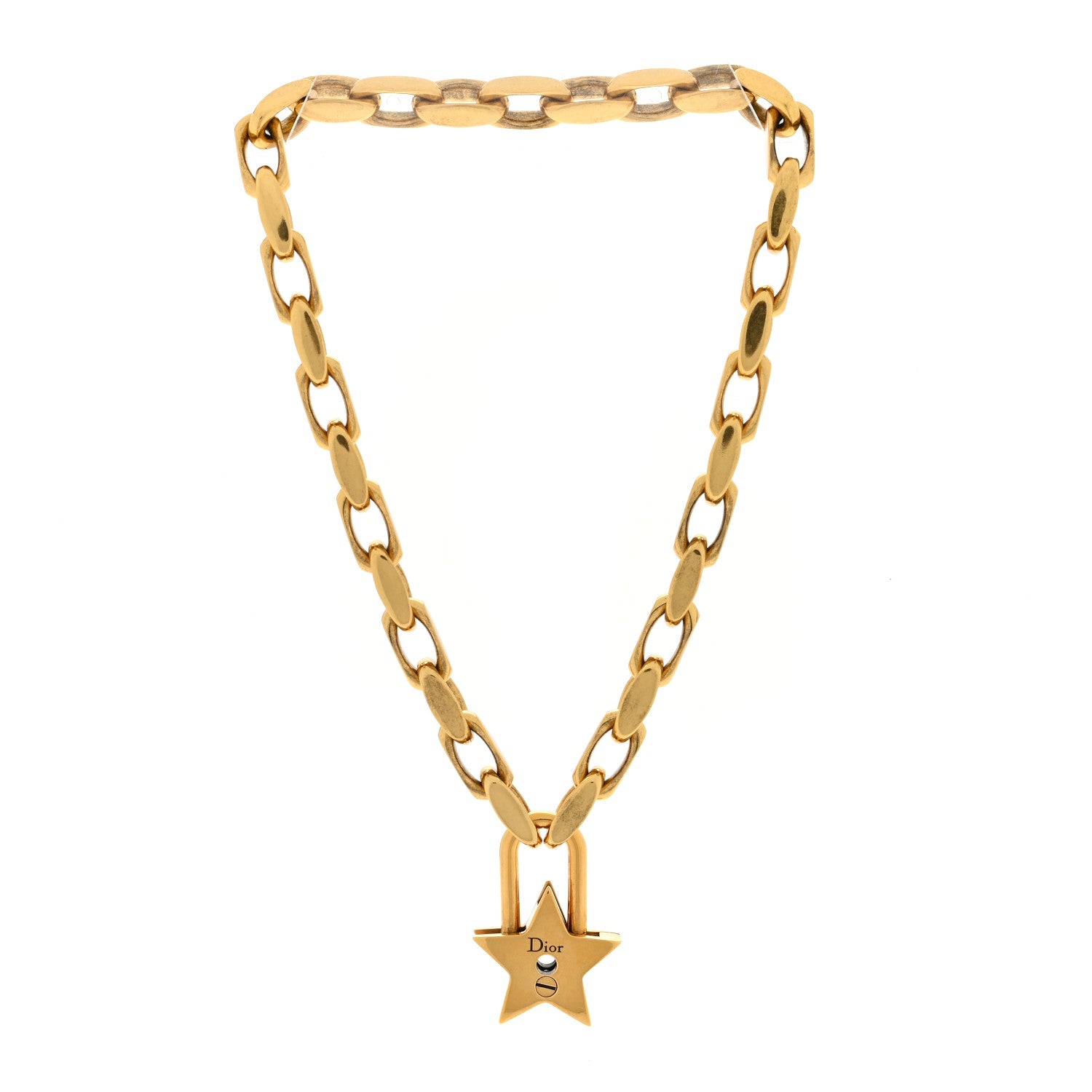 Christian Dior Metal Lucky Star Choker Necklace Aged Gold 3 of 5