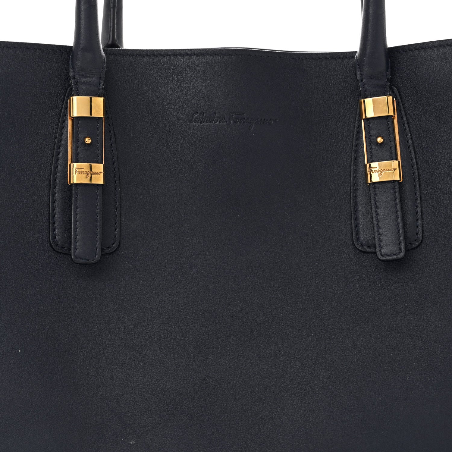 Salvatore Ferragamo Calfskin Whitney Tote Navy 7 of 18