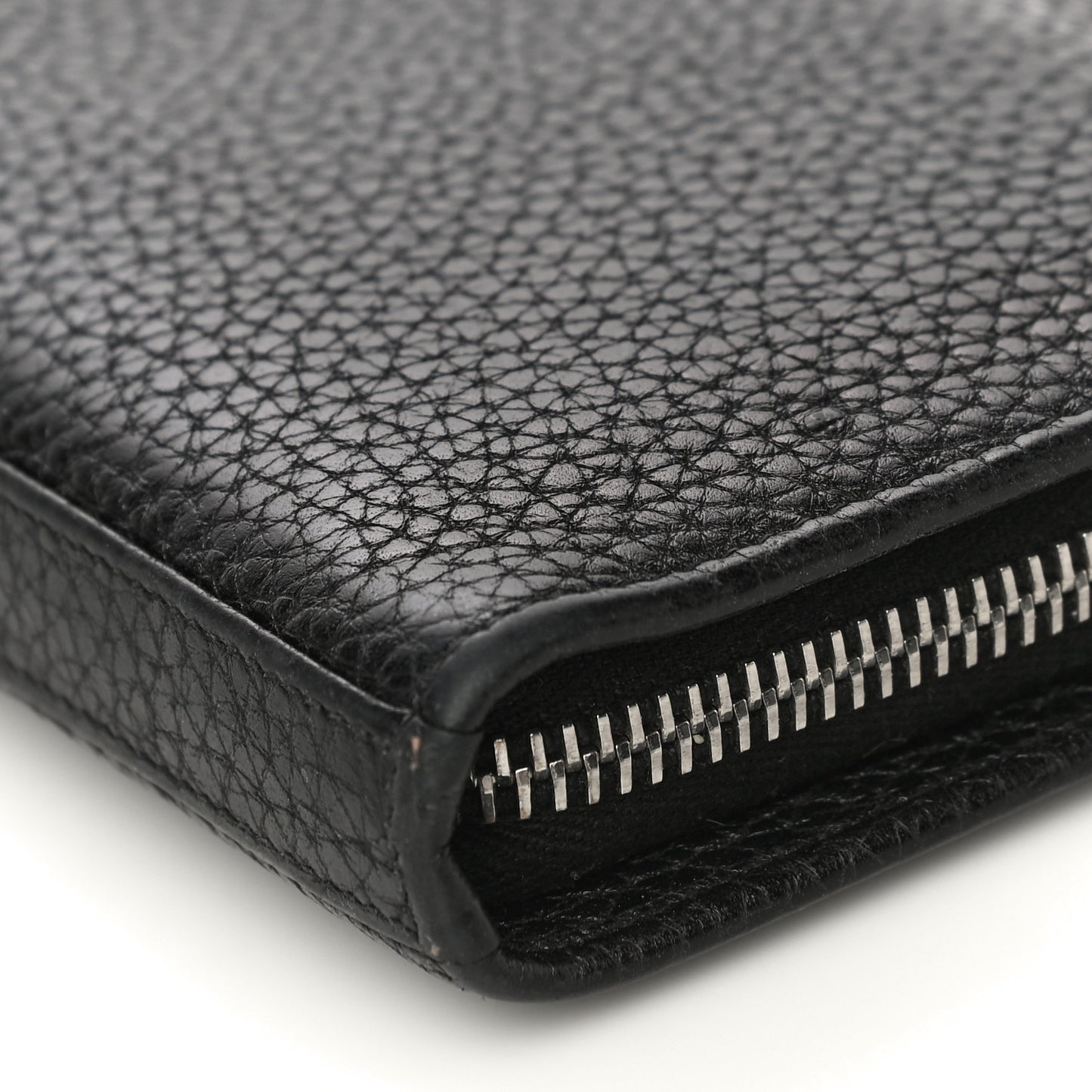 Grained Calfskin Rive Gauche Zip Around Wallet Black