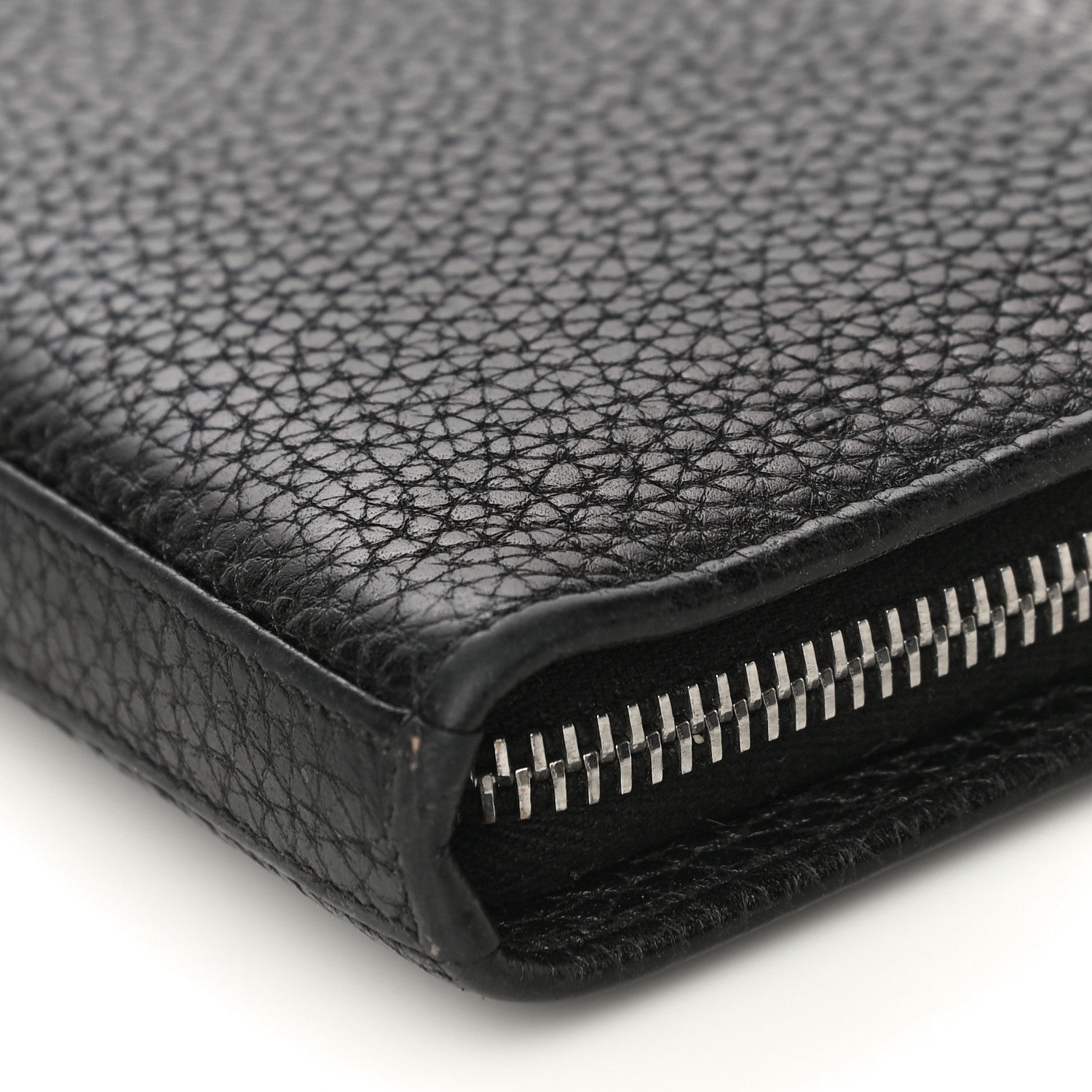Saint Laurent Grained Calfskin Rive Gauche Zip Around Wallet Black 8 of 12