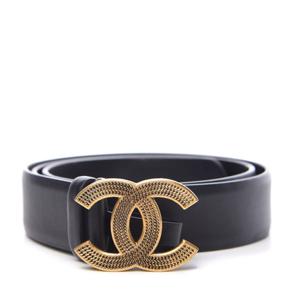 Chanel Calfskin CC Logo Belt 80 32 Black 1 of 10