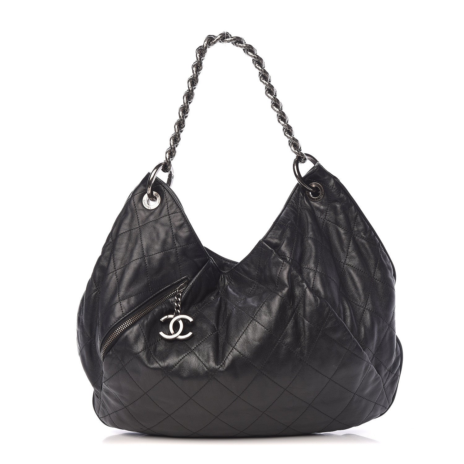 Chanel Calfskin Coco Pleats Hobo Black 1 of 10