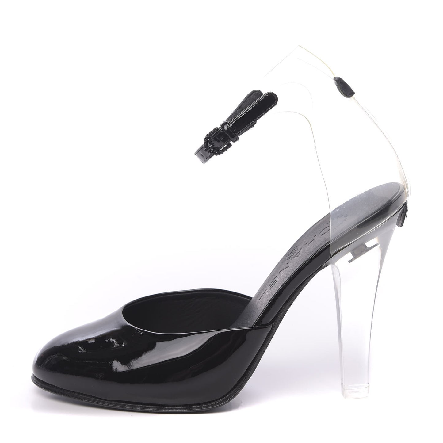 Patent PVC Ankle Strap Pumps 36 Black